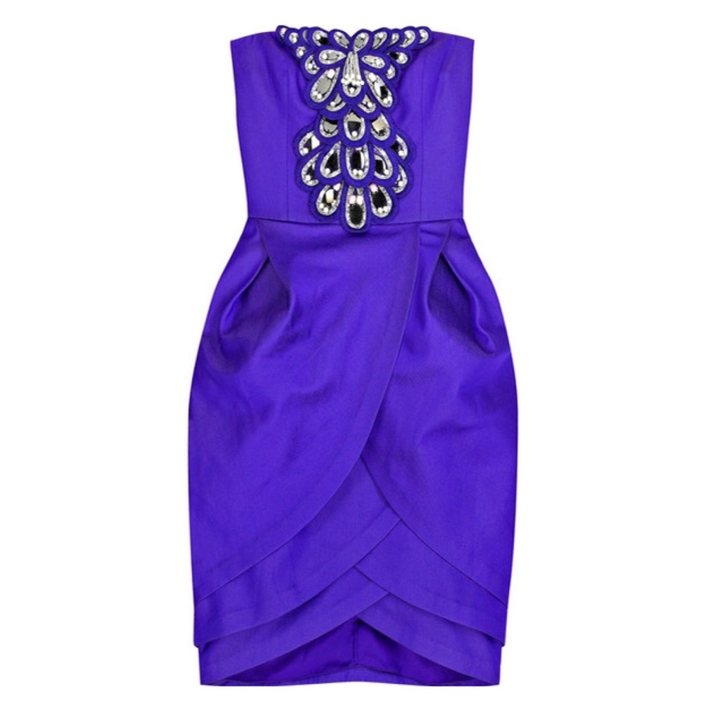 Temperly London Embellished Strapless Satin Dress - Picture 2 of 9